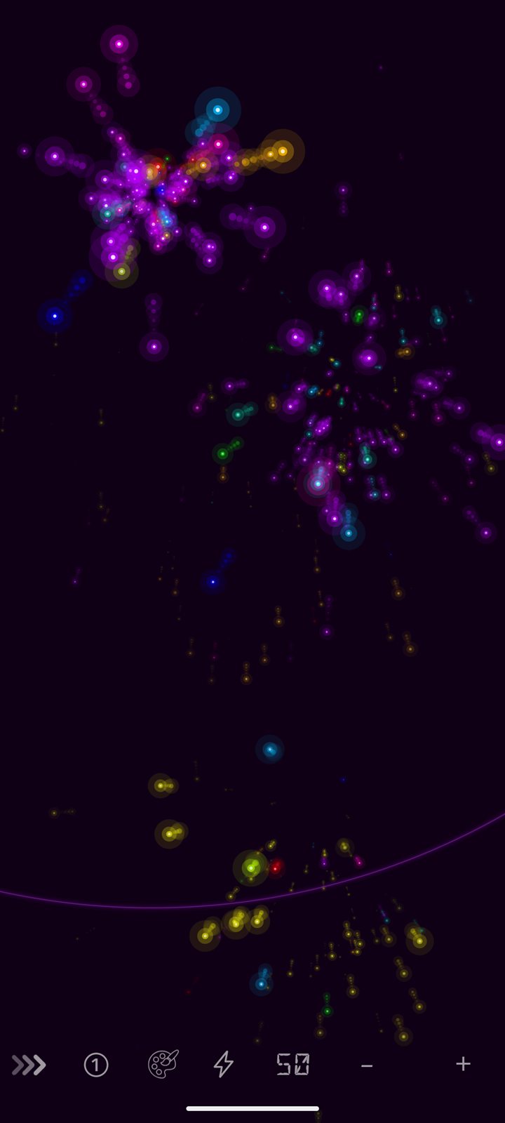Discoball particles mode with colorful glowing dots