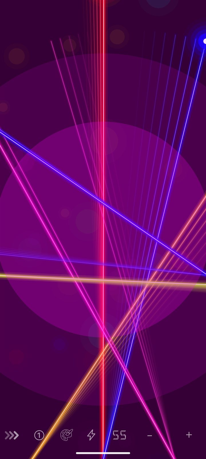 Laser show with pink and blue beams