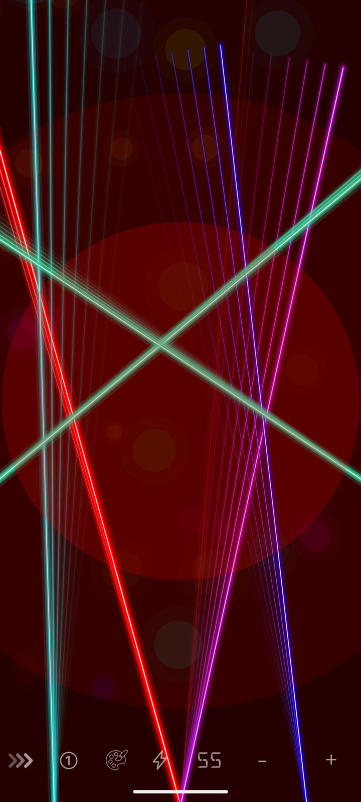 Laser show with red and cyan beams