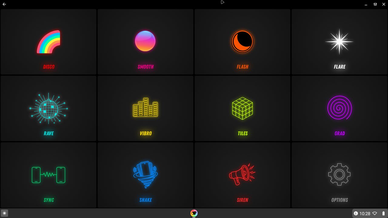 Disco Lights tablet menu